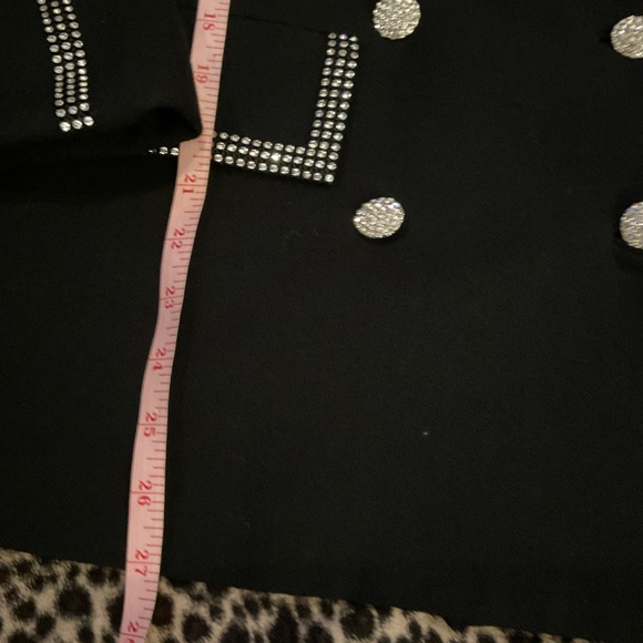 David Hayes Vintage Black Wool Crepe Blazer Rhinestones STUNNING - Picture 8 of 8